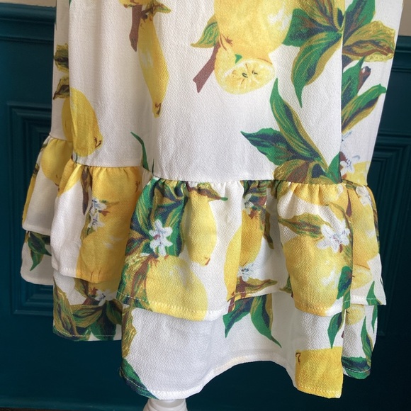 Sale 2/$15* Beautiful lemon print dress or swim cover, on/off shoulder, size M. - Picture 6 of 11